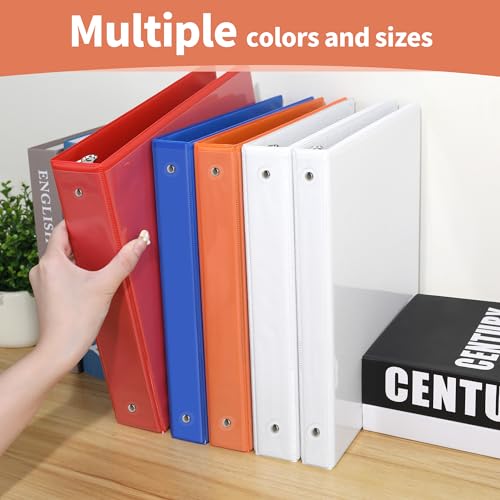 SUNEE 3 Ring Binder 1/2 Inch 6 Pack, Clear View Binder Three Ring PVC-Free (Fit 8.5x11 Inches) for School Binder or Office Binder Supplies, Classic 6 Colors