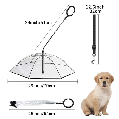 NAMSAN Clear Umbrella for Dogs Small, Doggy Umbrella Leash for Rain Walking, Small Dog Umbrella with Adjustable Leash, Self-Assembly