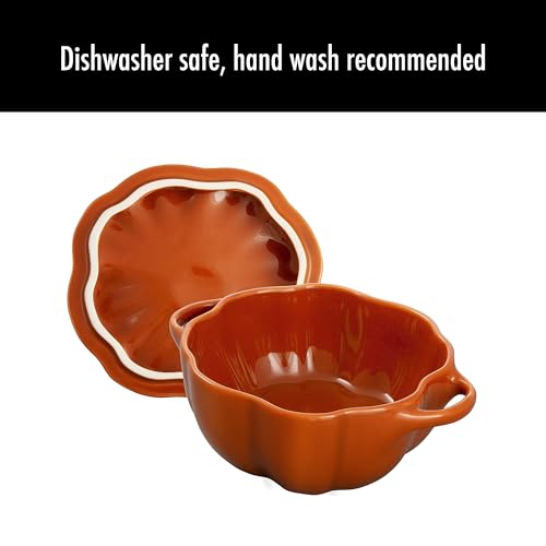 STAUB 0.5-qt Petite Ceramic, Oven & Stove Safe up to 572°F, Pumpkin Dish, Baking , Candy Dish, Burnt Orange