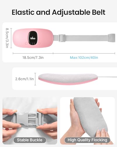 iDOO Heating Pad for Period Cramps, FSA HSA Eligible, Portable Cordless Back Belly Heat Pad for Menstrual Cramp Relief, Christmas Gifts for Women and Girl, Electric Period Heating Belt, Pink
