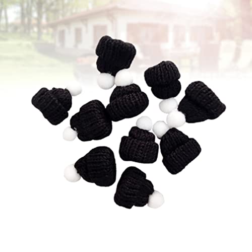 PRETYZOOM Christmas Knitting Hats - Santa Doll Hat, Lollipop Hats, Wine Bottle Hat for DIY Craft Decoration (10pcs, Black)