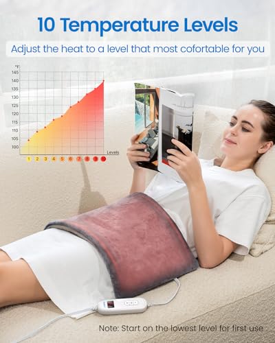 RENPHO Heating Pad for Back Pain & Cramps Relief, FSA HSA Eligible, Heat Pad for Knee and Leg, Christmas Gifts for Women Men Mom, Auto Shut Off, ETL Certified, Heat Patches, Large King Size 12" x24‘’