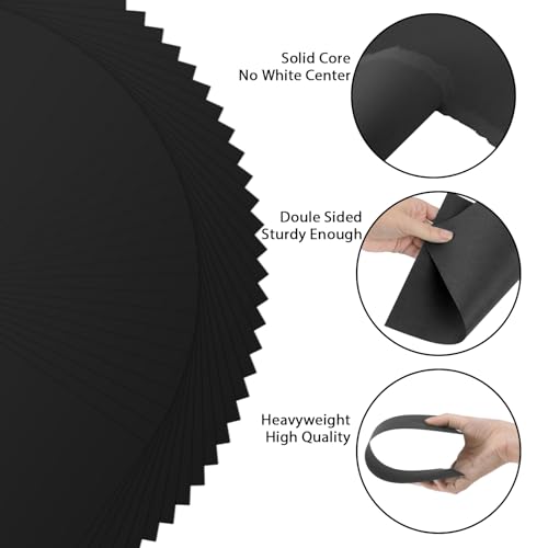 50 Sheets Black Cardstock Paper, Colored Printer Paper 8.5 x 11, Thick Construction Paper for Cards Making, Scrapbook,Office Printing, Invitations, Certificates,DIY Crafting 92 lb/250gsm