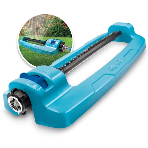 Aqua Joe SJI-OMS16 Indestructible Metal Base Oscillating Sprinkler with Adjustable Spray, 3600-Square Foot Coverage