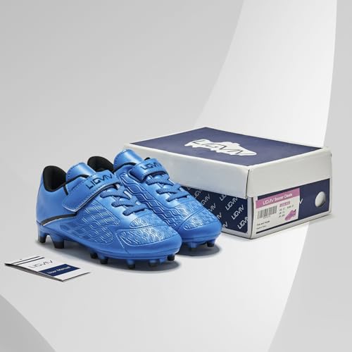 LIGVIV Kids Soccer Cleats Boys Girls - Toddler/Little Kid/Big Kid (Black Blue, Toddler, Numeric_8, Numeric, us_Footwear_Size_System, Medium)