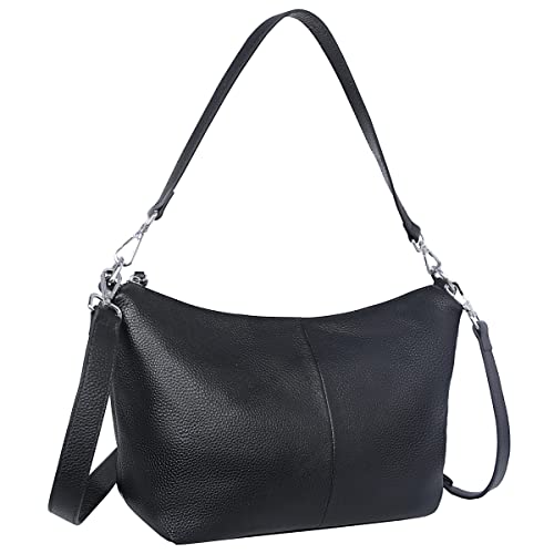 Iswee Black Crossbody Purse for Women Shoulder Bag Designer Handbags Everyday Purse Satchel Tote Crescent Bag for Work (Black)