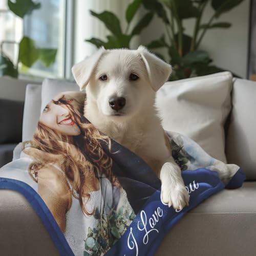 MeMoShe Custom Blankets with Photos Personalized Couples Gifts Customized Picture Blanket I Love You Gifts Birthday Gift for Wife Husband Girlfriend Boyfriend, 30''X40''
