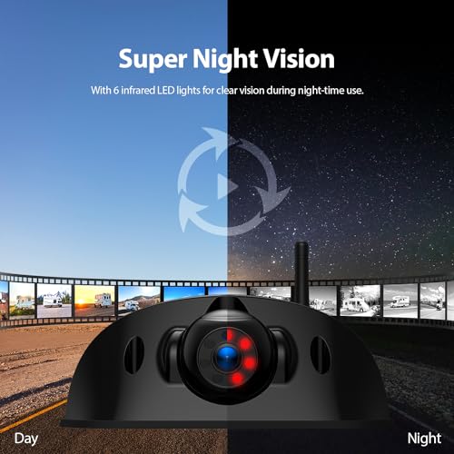 ZEROXCLUB 1080P 7" Wireless RV Backup Camera System, Compatible with Furrion Pre-Wired RV Truck Trailer, DVR Monitor & IR Night Vision Rear View Camera, IP69K Waterproof, Adjustable Parking lines, BW7