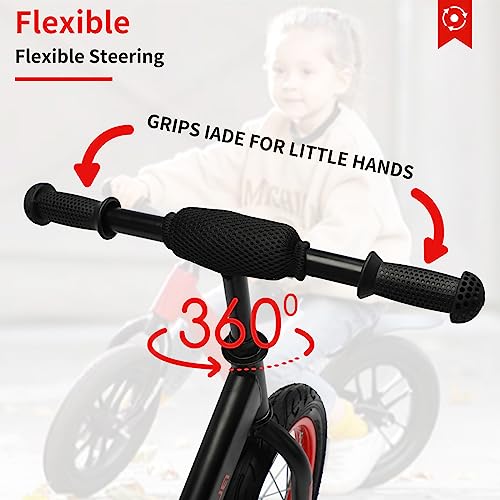 Bueuwe 16 inch Balance Bike for 4 5 6 7 8 Year Old Boys Girls, No Pedal Kids Bikes, Toddler Training Bicycle with Adjustable Seat, Best Gift, Black