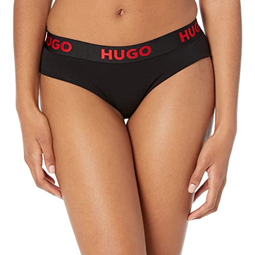 HUGO Womens Bold Logo Cotton Stretch Briefs, Black Tar, X-Small US