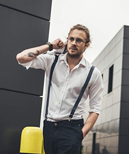 LOLELAI Suspenders for Women and Men | Elastic, Adjustable, Y-Back | Pant Clips, Tuxedo Braces (6, White)