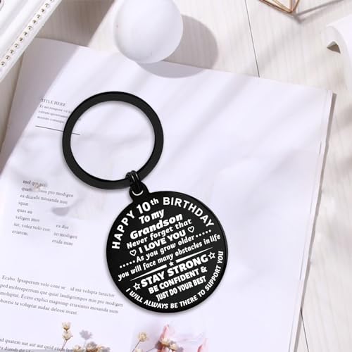 ENGZHI Son 10th Birthday Gifts from Dad, Father to Boys 10 Year Old Birthday Keychain Decorations
