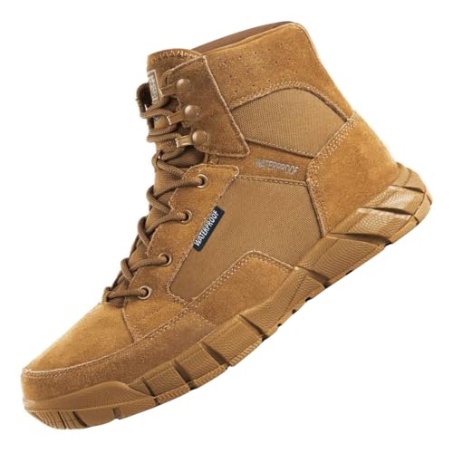 FREE SOLDIER Waterproof Hiking Work Boots Men's Tactical Boots 6 Inches Lightweight Military Boots Breathable Desert Boots (Brown,13)