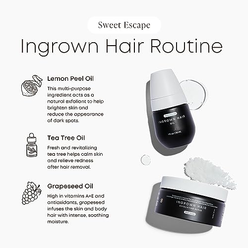 Bushbalm Dark Spots and Ingrown Hair 2 Step Routine - Rejuvenate and Nourish - Ingrown Hair Oil (30 ml) and Exfoliating Scrub (236 ml) - Bermuda