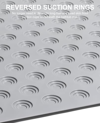 OTHWAY No Suction Cup Bath Mat: 39x16 inch Extra Long Bathmat│Perfect for Ordinary or Refinished Bath Tubs │Made of Nature Rubber│Protect Your Bathtub (Grey)