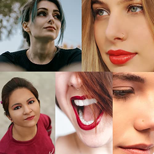 LuckyAmor 16PCS 20G Nose Rings Stainless Steel Set Gold Nose Rings with CZ Studs L Shape Nose Piercing Hoop Body Jewelry 16//17/20/28pcs (16PCS-Screw-Gold)