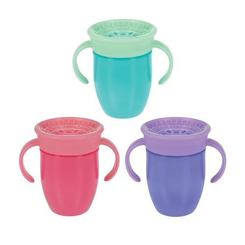 Nuby Wonder Cup with 360 Smart Edge Silicone Rim - (2-Pack) 7 oz - Pink/Aqua
