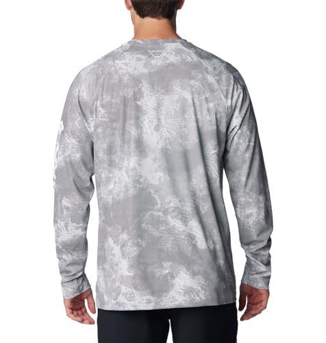 Columbia Men's Terminal Deflector Printed Long Sleeve, Cool Grey Deepwaters Camo, X-Small