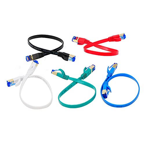 QualGear RJ45 Cat 7 Ethernet Patch Cable, 10Gpbs High-Speed Cable, 600MHz, Triple-Shielded, Flat, 25 Feet, White