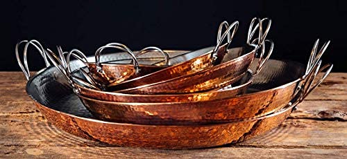 Sertodo Copper Alicante Paella Cooking Pan | 6 inch diameter |Patented Stainless Steel Handle Design| Hand Hammered, Heavy Gauge, 100% Pure Copper | Ideal for Cooking or Serving Side Dishes in Style