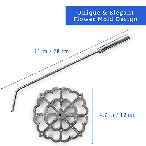 Bunuelos Mold with Handle (4.7 in Cast Aluminum) - Molde para Buñuelos de Viento Mexicanos - Buñuelos de Viento Moldes - Bunuelo Mold Mexican Cookware - Rosette Iron Set with Handle