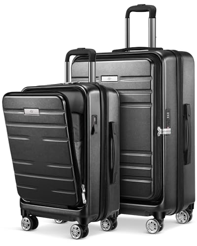 Suitour Expandable PC Hard Shell Luggage Sets,20" Carry-On 24" Checkd Luggage sets 2 piece, Travel Business Suitcase Set