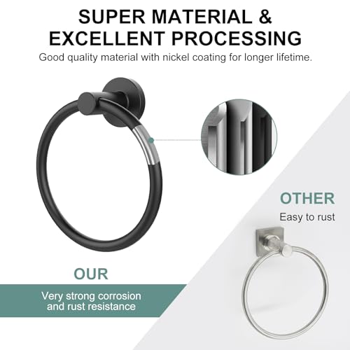 SetSail Towel Holder for Bathroom Wall Matte Black Towel Ring 304 Stainless Steel Hand Towel Holder Heavy Duty Towel Hanger for Bath, Kitchen