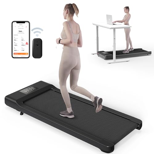 Lacuffy 2024 Upgraded Walking Pad Treadmill, Smart Walking Pads, 2.5HP Quiet Under Desk Treadmill for Home Office Use, Remote Control & App-Enabled, No Assembly Required, 300lbs Weight Capacity