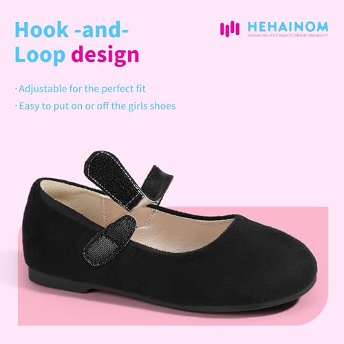 Hehainom Girls Dress Shoes Toddler Little Kid Rainestone Bow Flower Girl Shoes School Wedding Party Flats (Purple Sequin, 1 Little Kid)