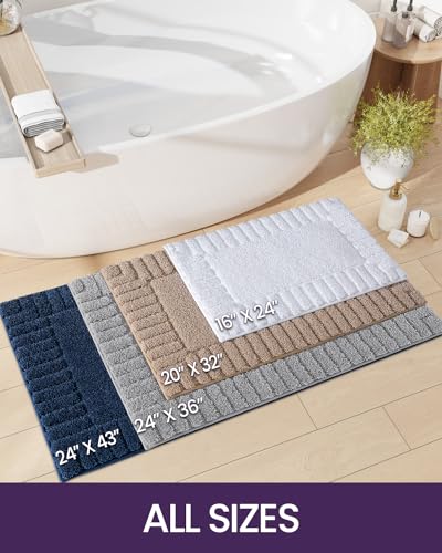 DEXI Bathroom Rugs 16"x24", Non Slip Bath Mats for Bathroom Floor, Ultra Soft and Absorbent Bath Rug Shower Carpet, Machine Washable, Beige