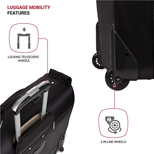 SwissGear 7895 Premium Rolling Garment Bag, Black, 24-Inch