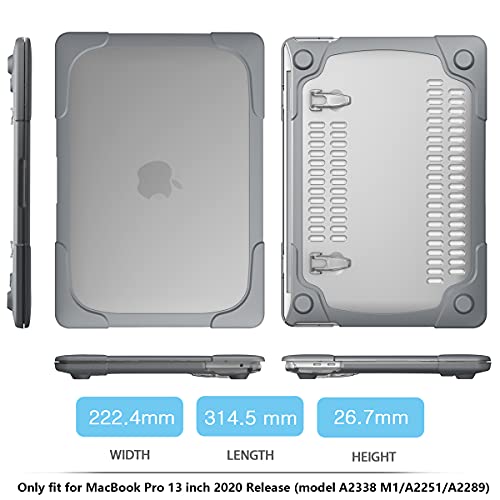 CISSOOK Heavy Duty Case for MacBook Pro 13 Inch Case 2023 2022 2021 2020 Release Model A2338 M2 M1 A2289 A2251, Shockproof Dual Layer Cover + Keyboard Cover for MacBook Pro 13” with Touch Bar - Khaki