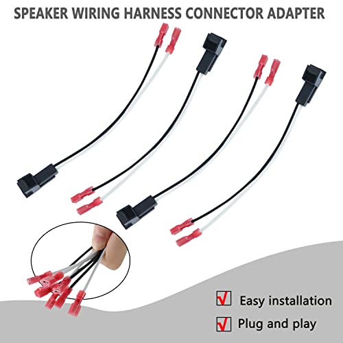 4 Pack Speaker Harness Replacement for GM Motors Buick Cadillac Chevy Oldsmobile Front Rear Door Speaker Wiring Harness Adapter 72-4568 - Door Speaker Replacement