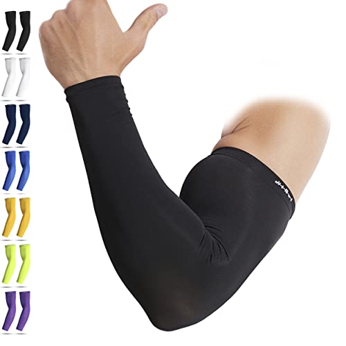 HiRui Arm Compression Sleeves for Men Women Youth Kids, UV Protection 20-30mmHG Support, Great for Running Cycling Basketball Golf Tattoo Cover, Breathable Moisture-Wicking (Black, Small)