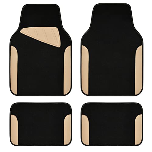 CAR PASS Waterproof Universal Fit Car Floor Mats, Car Mats Fit for SUV,Vans,sedans, Trucks,Set of 4pcs Car Carpet with Driver Heel Pad (Beige)