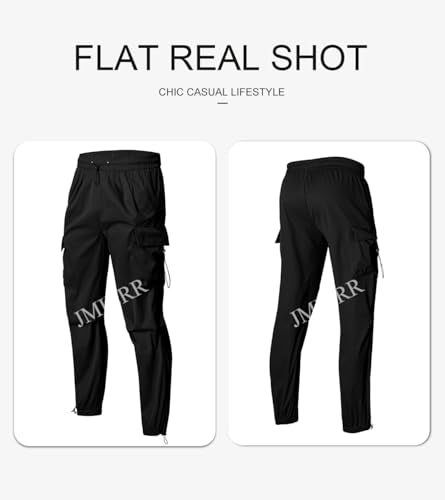 JMIERR Sweatpants Men Loose Fit Casual Drawstring Elastic Waist Wide Leg Tapered Parachute Pants Y2K Hip Hop Baggy Joggers,US 34(M),Navy Blue