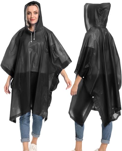 HOOMBOOM Unisex Rain Ponchos 2 Packs for Adults Waterproof Emergency Rain Coat White