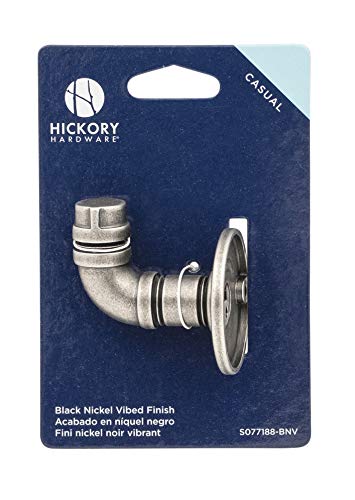 Hickory Hardware Pipeline Collection Hook Single Prong 2-1/2 Inch Long Black Nickel Vibed Finish