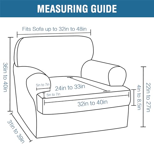 H.VERSAILTEX Sofa Cover 3 Piece Sofa Slipcovers Thick Velvet Couch Cover Furniture Protector Stretch Sofa Covers for 2 Cushion Couch with 2 Individual T Cushion Covers Washable, Stone Blue