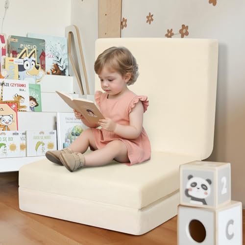 MeMoreCool Foldable Floor Mattress for Kids, Toddler Floor Nap Mat for Sleeping Daycare, Small Child Foldable Mattress Floor Bed, Trifold Futon Portable Tri Folding Mattress, Navy 75x25 Inch