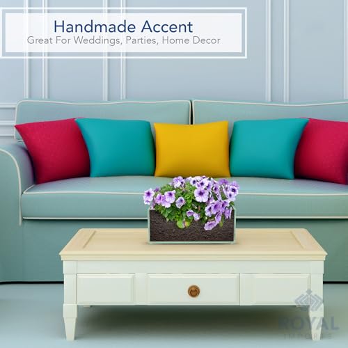 Royal Imports Flower Glass Vase Decorative Centerpiece for Home or Wedding Oblong Rectangle Shape (8", Clear)