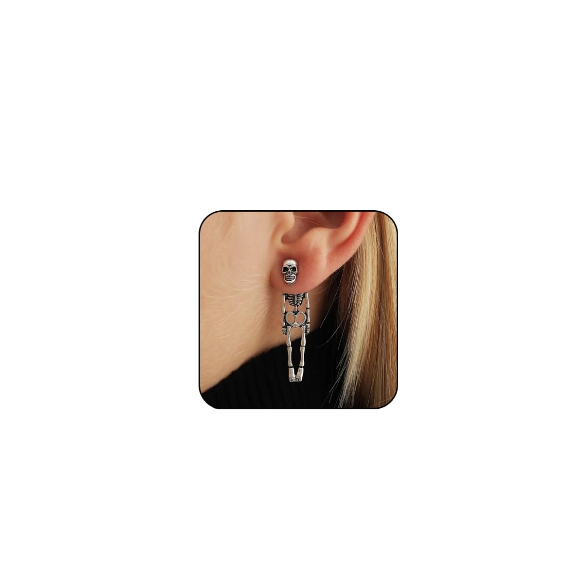 Punk Halloween Earrings for Women, Spooky Skull Skeleton Dangle Earrings for Women,Bloody Knife Drop Earrings,Scary Halloween Party Earrings for Halloween Accessories (Ear studs - Skeleton)