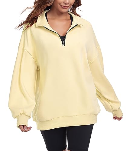 Oversized Sweatshirt for Womens Half Zip Pullover Top Casual Long Sleeve Fleece Sweatshirt Wine Red