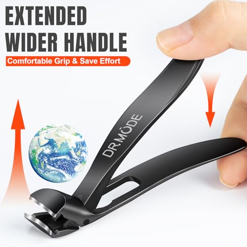 Toenail Clippers for Seniors Thick Toenails, 2024 Upgrade Angled Head Large Toe Nail Clippers for Men with Wide Jaw Opening, Sharp Heavy Duty Fingernail Clipper Cutter with Catcher Long Handle -Black