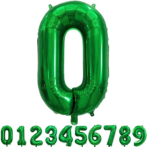 40 Inch Huge Dark Green Numbers 0 Balloons Decorations Birthday Party Supplies Helium Foil Mylar Big Digital 0-9 Summer 2023 Graduation Anniversary Celebrations(Emerald Green 0 balloon)