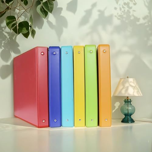 6 Pack 1 Inch Round 3 Ring Binder with 2 Interior Pockets,Holds 200 Sheets Letter Size Paper,Resistant,PVC Free, Assorted Colors Versatile Binders for Office, Home, and School Use