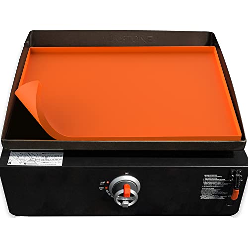 BANGIE Griddle Cover Mat for Blackstone 17 Inch Griddle Accessories - Full Wrap-Around Protection Silicone Mat for Griddle - Food Grade Silicone Grill Mat - ORANGE