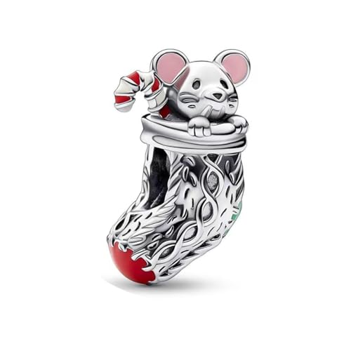 polengju A Mouse In A Sock Charms for 925 Sterling Silver Bracelets Necklaces,Wommen's bead charm Christmas Anniversary Jewelry Gifts