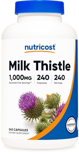 Nutricost Milk Thistle 1,000mg Equivalent, 240 Capsules - 250mg of 4:1 Extract - Vegan, Non-GMO and Gluten Free