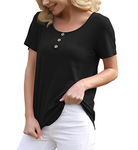 Feiersi Women's Long Sleeve Tops Casual Soft Comfy Blouse Loose Buttons Up T Shirts(Wine Red,Small)